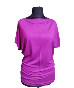 Tunika Nelly kimono z marszczeniem na biodrach - fuksja